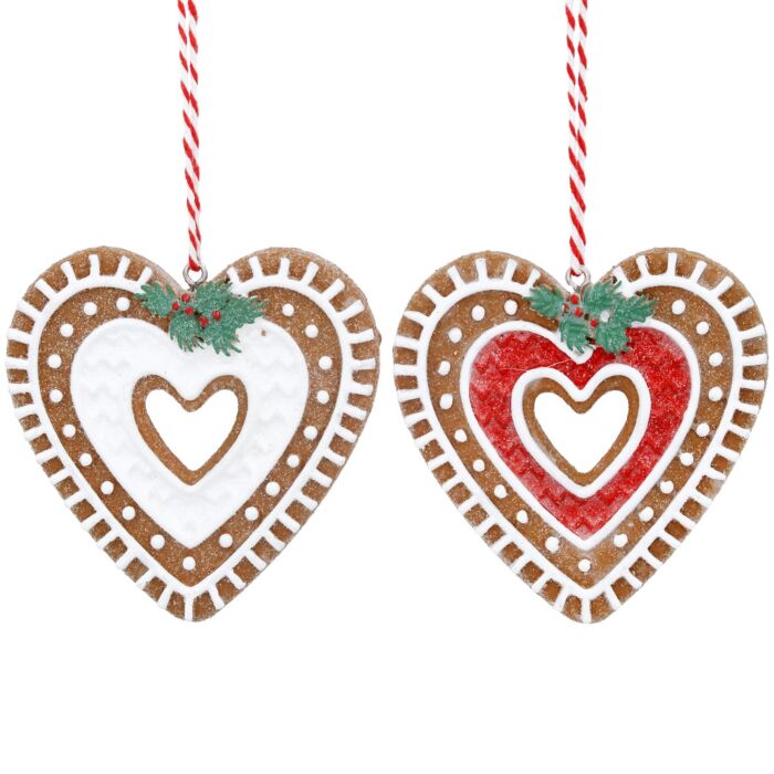 Gisela Graham Gingerbread Cut Out Heart x2